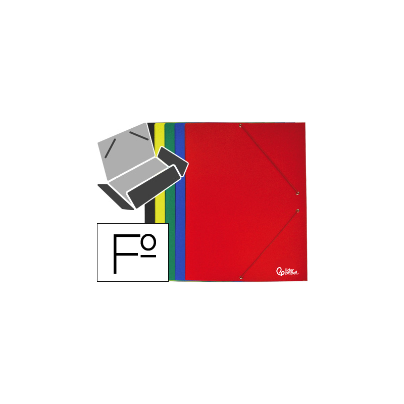 Carpeta liderpapel gomas tres solapas carton plastificado folio colores surtidos