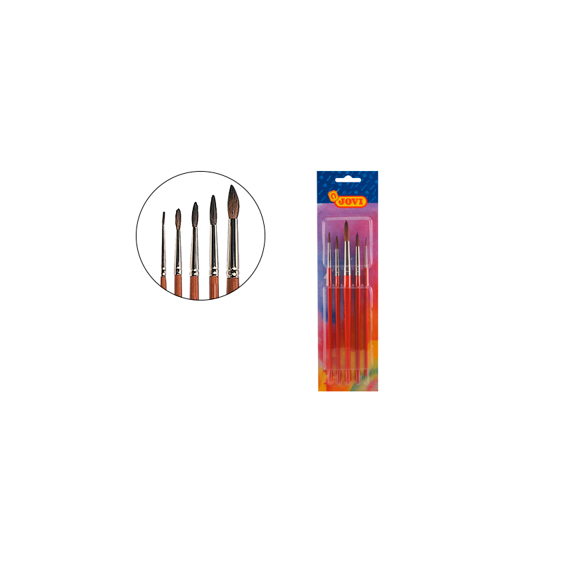 Pinceles acuarela jovi blister de 5 unidades surtidas