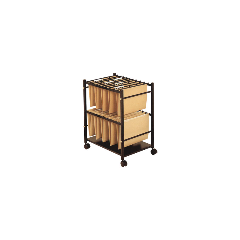 Carrito para carpetas colgantes q-connect negro con ruedas para carpetas tamaño folio carro fijo