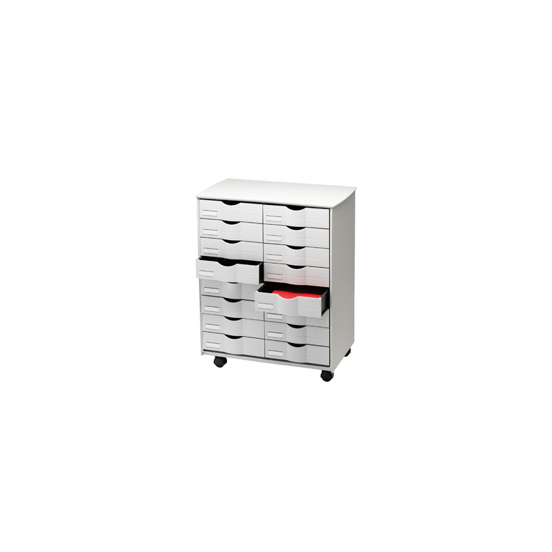 Mueble auxiliar paperflow para oficina negro 16 cajones en 2 columnas gris5x382 71,5x58x34,3 cm