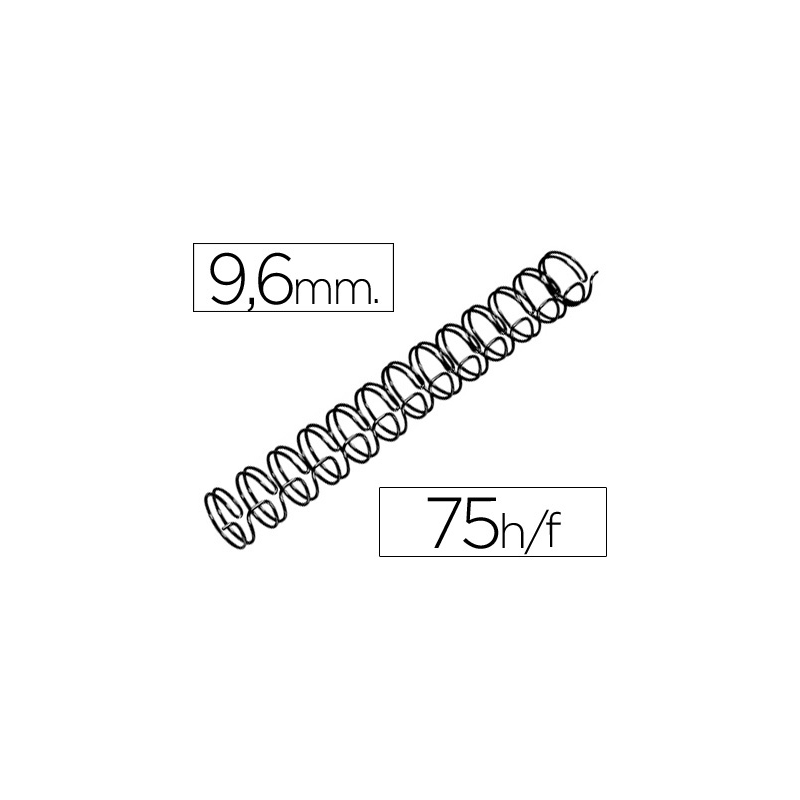 Espiral wire 3:1 9,6 mm n.6 negro capacidad 75 hojas caja de 100 unidades