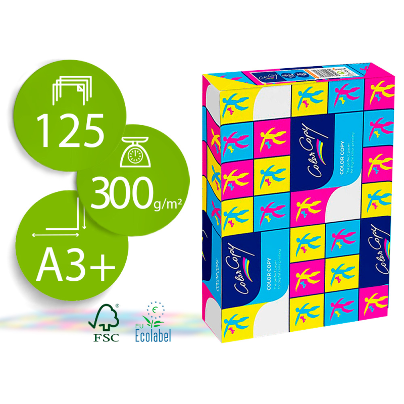 Papel fotocopiadora color copy 320x450 mm sra3 300 gr paquete de 125 hojas