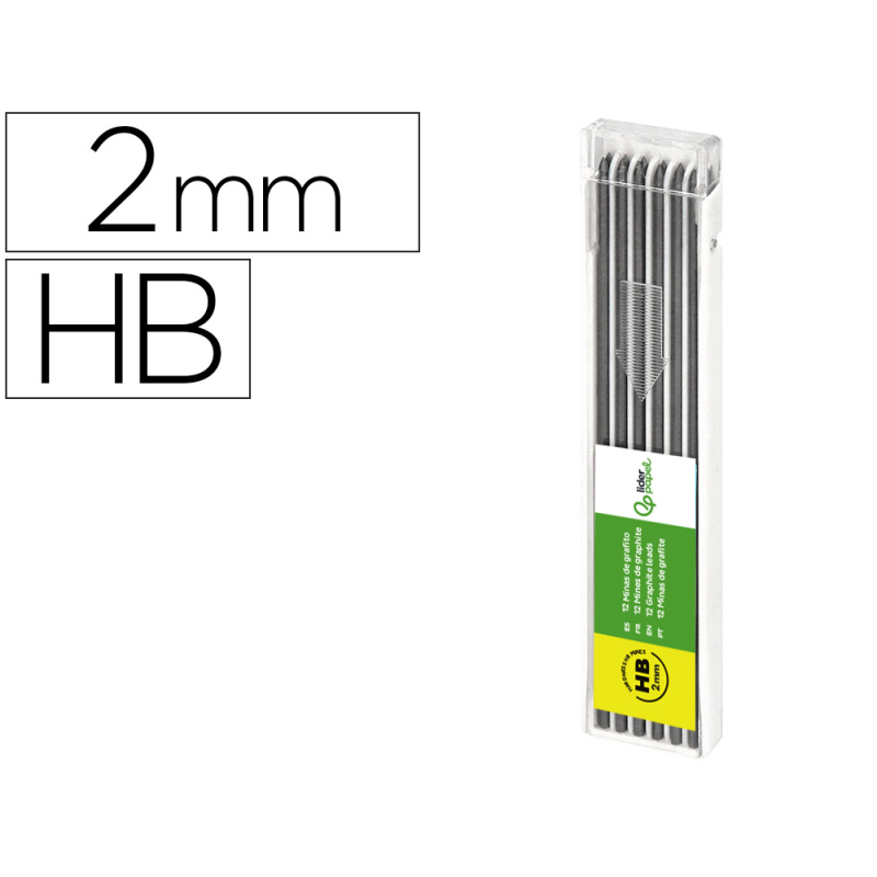 Minas liderpapel grafito 2 mm estuche de 12 minas longitud 120 mm