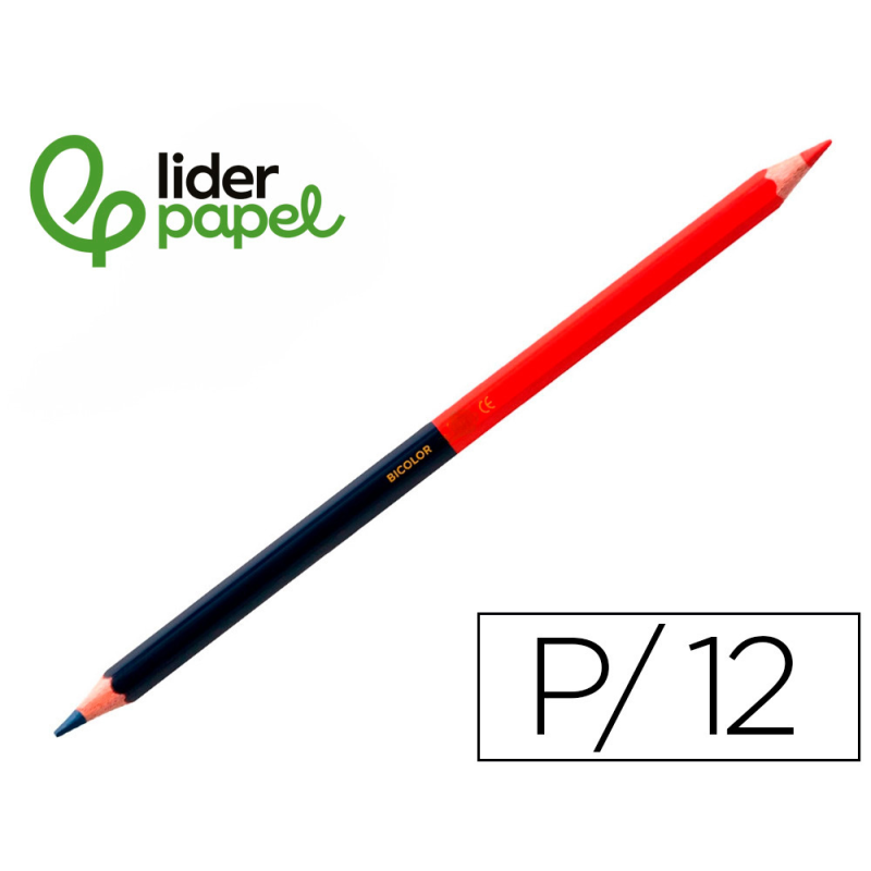 Lapices bicolor liderpapel fino rojo/azul