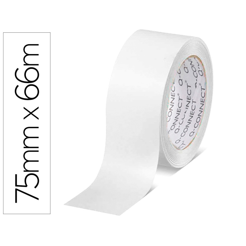 Cinta adhesiva q-connect polipropileno blanca 66 mt x 75 mm para embalaje