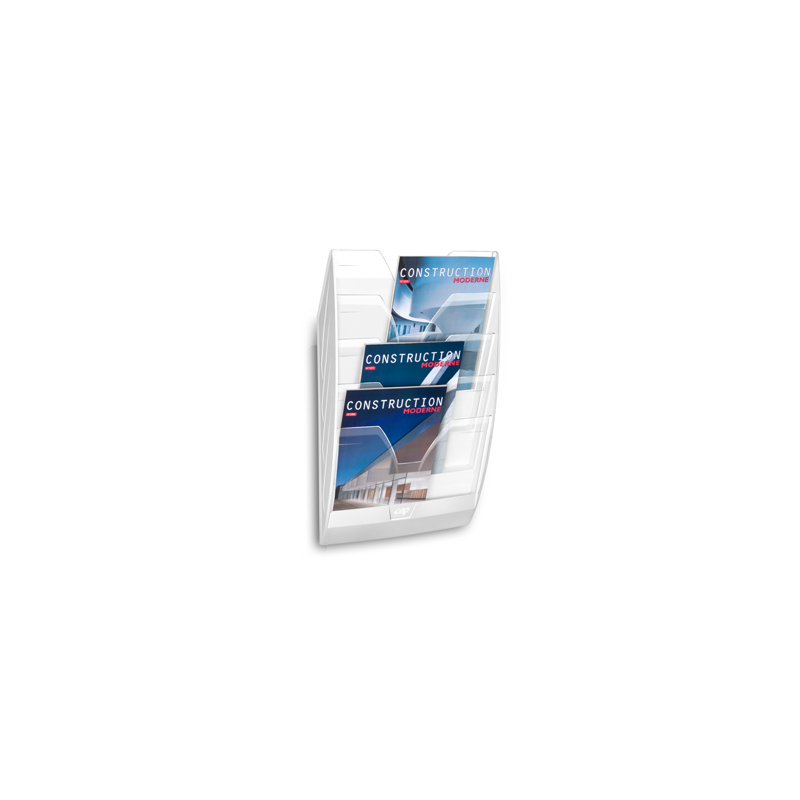 Expositor mural cep de pared con 5 compartimentos transparente y blanco 580x122x350mm