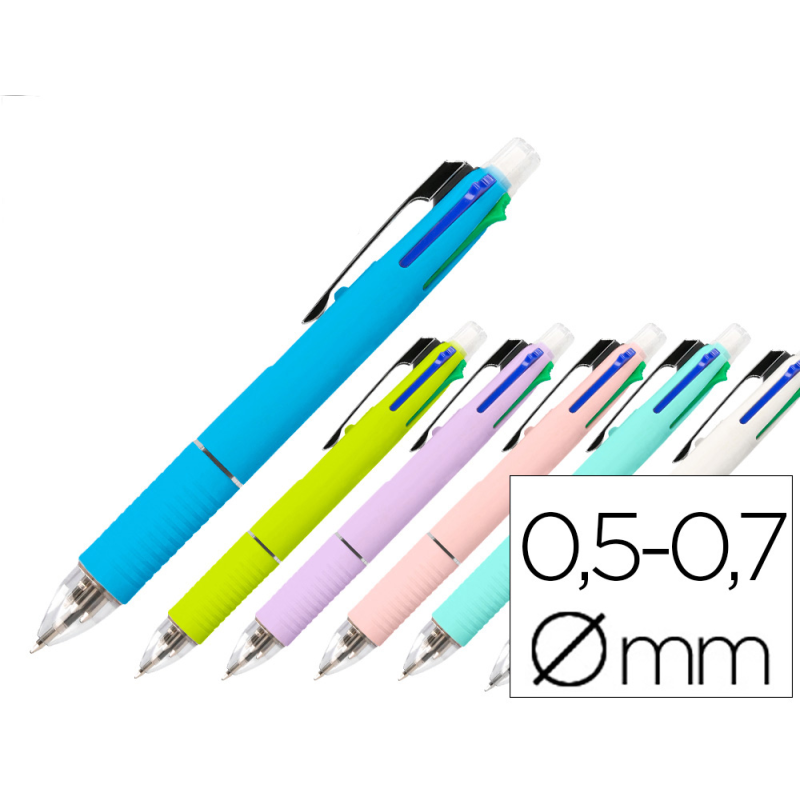 Boligrafo liderpapel 5 en 1 azul negro rojo verde 0,7m y portaminas 0,5mm