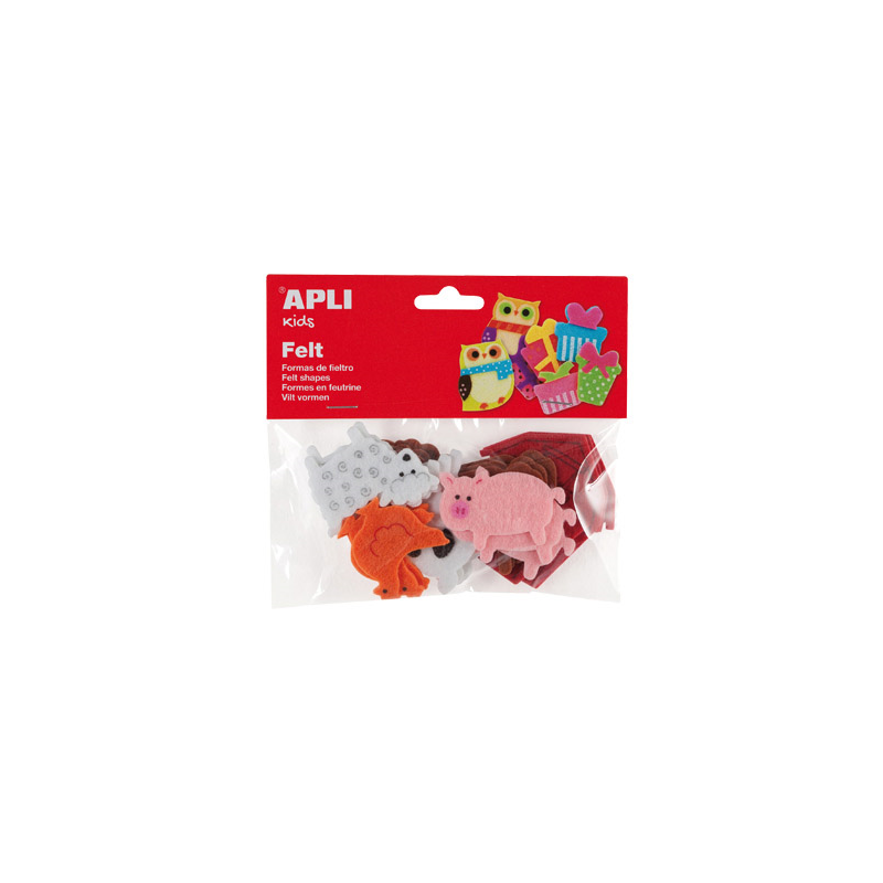 Figura de fieltro apli con forma de animales bolsa de 18 unidades surtidas