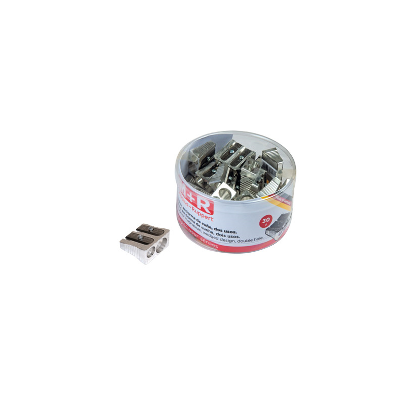 Sacapuntas m+r 211 metalico 2 usos cuña bote de 30 unidades
