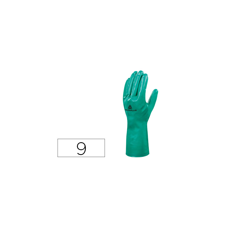 Guantes deltaplus tratado en nitrilo flocado de algodon especial para trabajos con liquidos quimicos talla 9