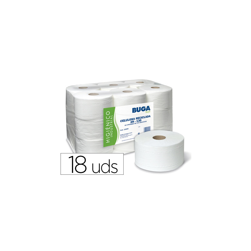 Papel higienico industrial gofrado buga reciclado 2 capas 130 m