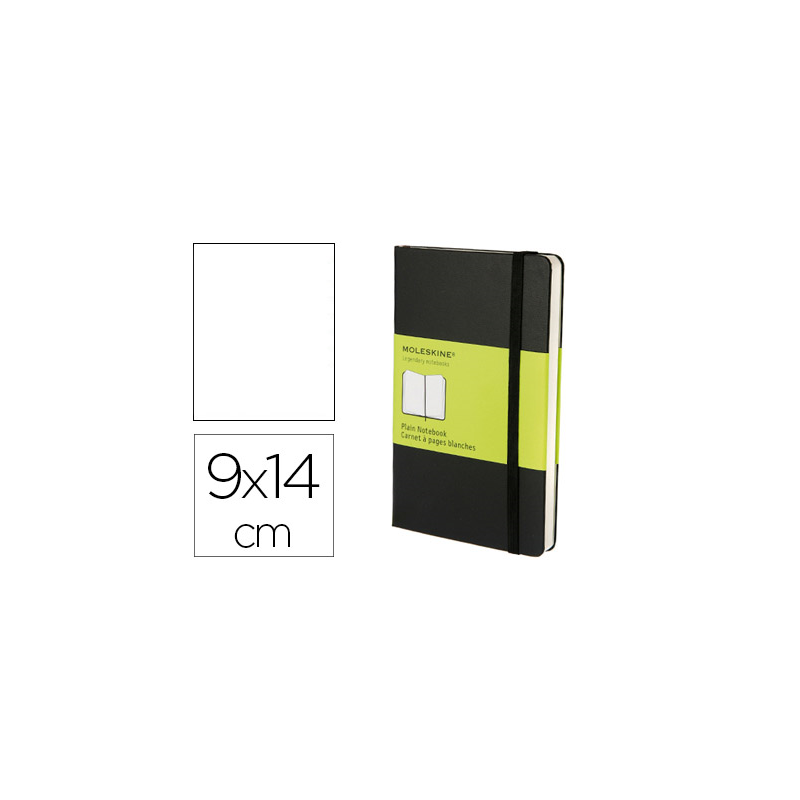 Libreta moleskine tapa dura liso 192 hojas color negro cierre con goma 90x140 mm