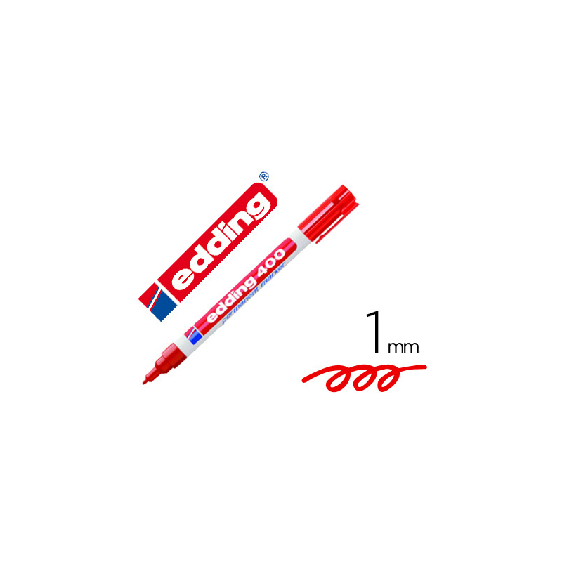 Rotulador edding marcador permanente 400 rojo punta redonda 1 mm recargable