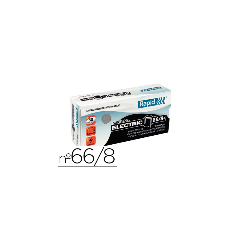 Grapas rapid nº 66/8+ galvanizadas super strong caja de 5000 unidades