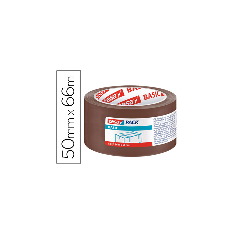 Cinta adhesiva tesa marron basic 66 mt x 50 mm para embalaje