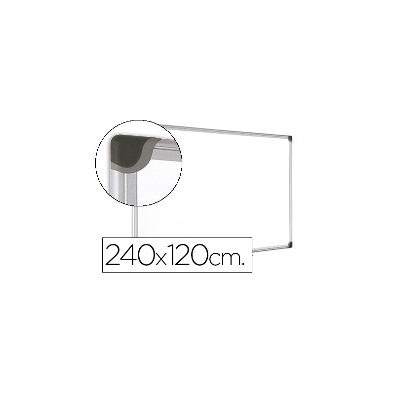 Pizarra blanca bi-office magnetica maya w ceramica vitrificada marco de aluminio 240 x 120 cm con bandeja para