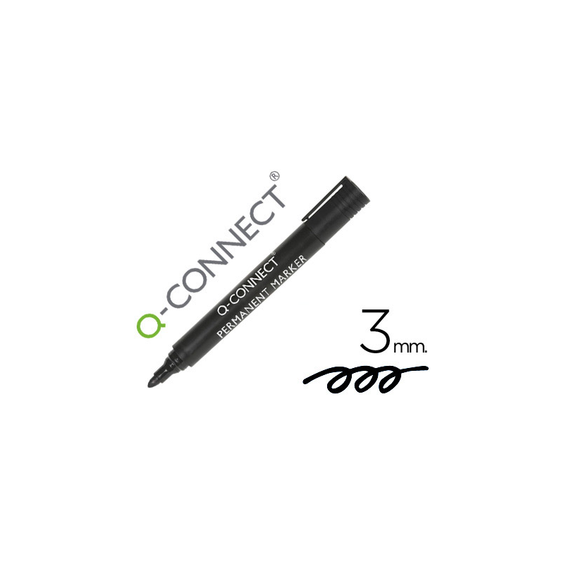 Rotulador q-connect marcador permanente negro punta redonda 3 mm