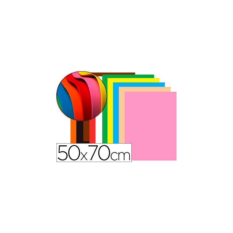 Goma eva liderpapel 50x70cm 60g/m2 espesor 1,5mm colores surtidos