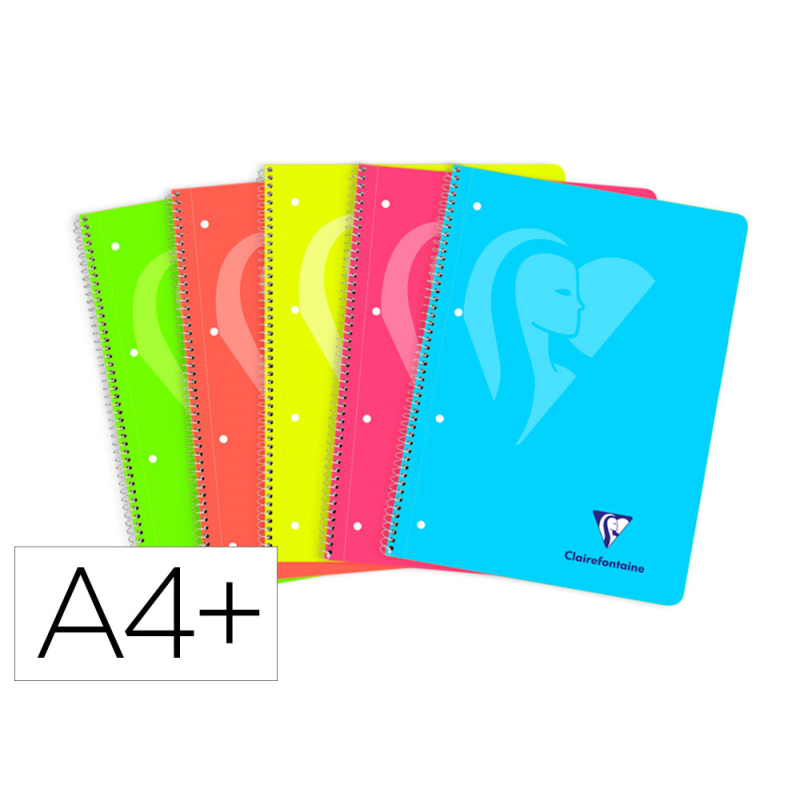 Cuaderno espiral clairefontaine din a4+ 120 hojas 90 gr tapa plastico microperforado cuadro 5 mm