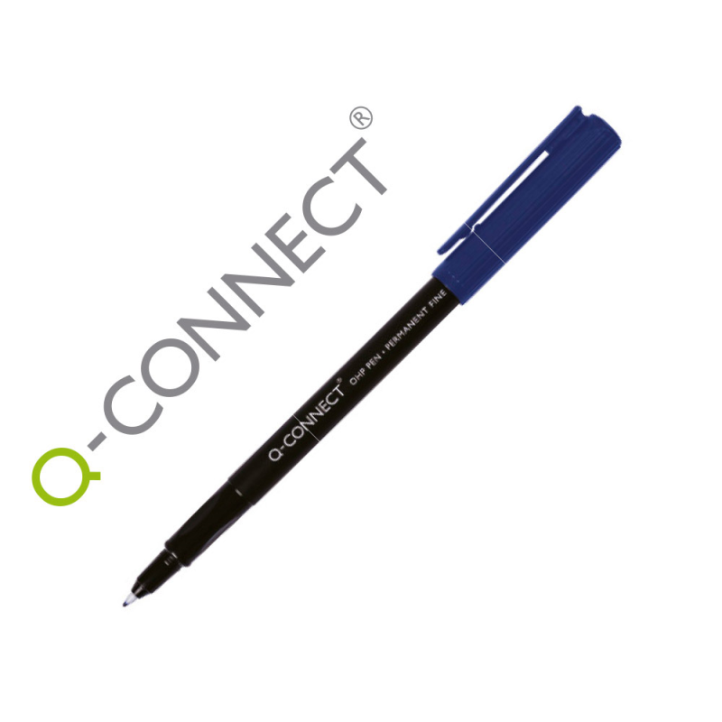 Rotulador q-connect retroproyeccion punta fibra super fina redonda 0.5 mm permanente azul