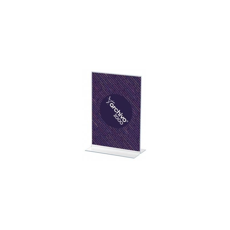 Expositor sobremesa archivo 2000 con forma t poliestireno transparente din a5 75x150x224 mm