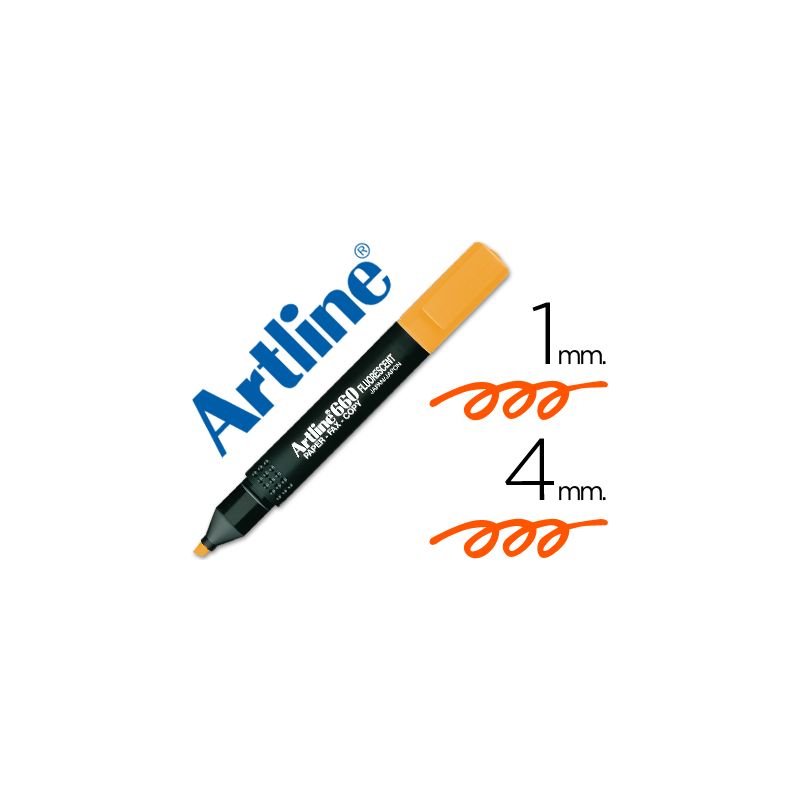Rotulador artline fluorescente ek-660 naranja punta biselada