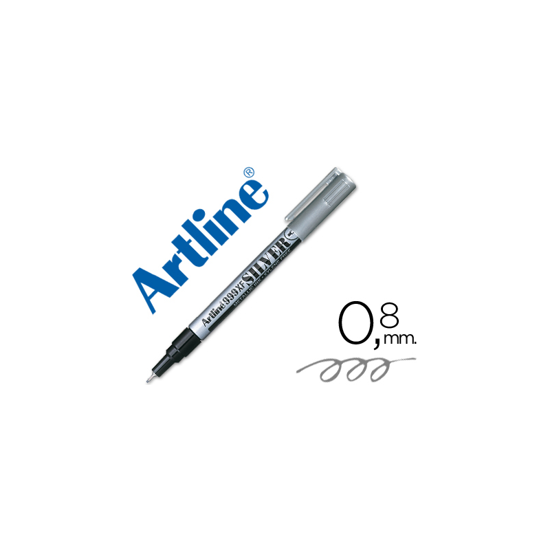 Rotulador artline marcador permanente tinta metalica ek-999 plata punta redonda 0.8 mm