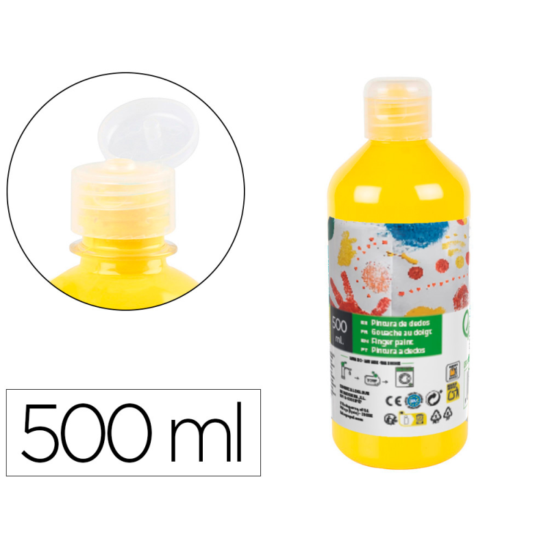 Pintura dedos liderpapel botella de 500 ml amarillo