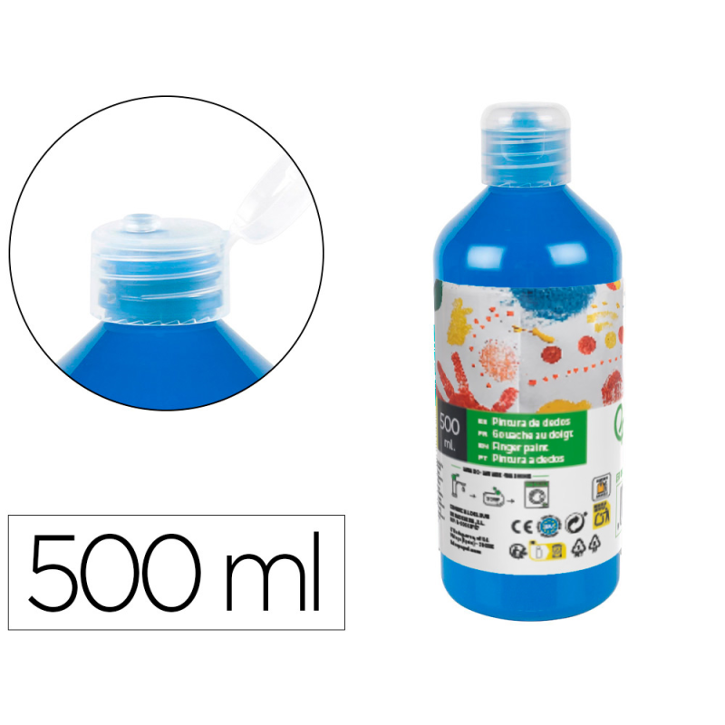 Pintura dedos liderpapel botella de 500 ml azul