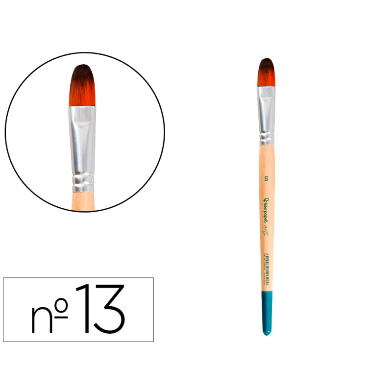 Pincel para pintura acrilica y acuarela liderpapel n 13 punta filbert / lengua gato de pelo sintetico certificado