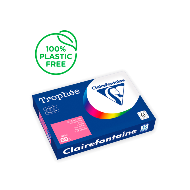 Papel color trophee a4 80gr rosa fuscia intenso paquete de 500 hojas