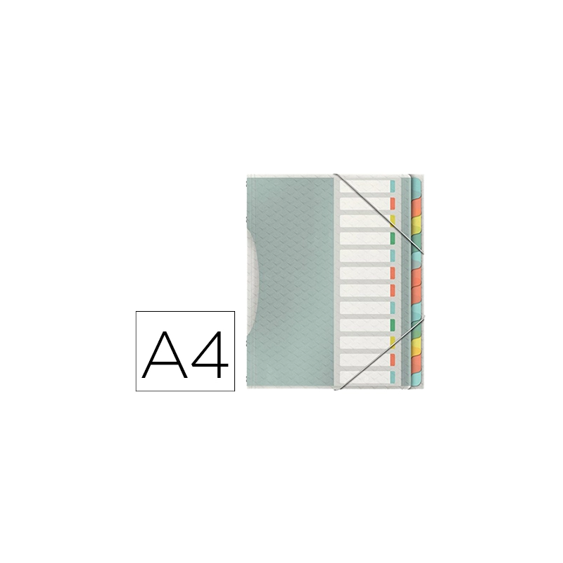 Carpeta esselte clasificadora colour ice polipropileno din a4 color transparente 12 separadores colores cierre