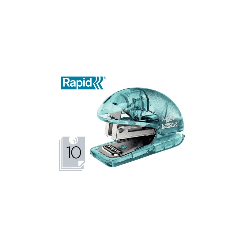 Grapadora rapid mini baby ray colour ice f4 capacidad 10 hojas usa grapas 24/6 y 26/6 color verde en blister
