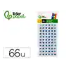 Ojo adhesivo liderpapel 10 mm con pupila negra y pestaña de color azul pack de 66 unidades