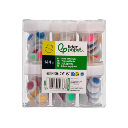 Ojo liderpapel 15 mm blanco con pupila de colores surtidos pack de 144 unidades