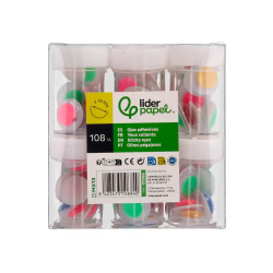 Ojo liderpapel 18 mm blanco con pupila de colores surtidos pack de 108 unidades