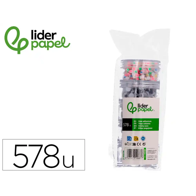 Ojo liderpapel tamaños y colores surtidos 5 botes adaptables con 578 unidades
