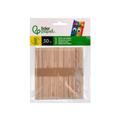 Palitos de madera liderpapel color natural 11,4 x 1 cm bolsa con 50 unidades