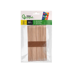 Palitos de madera liderpapel color natural 15 x 1,8 cm bolsa con 50 unidades