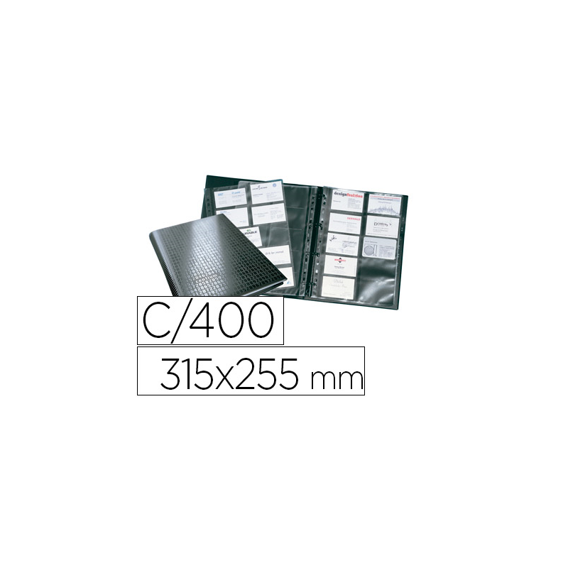 Tarjetero durable din a4 visifix centium 4 anillas 20 fundas con indice alfabetico para 400 tarjetas de visita