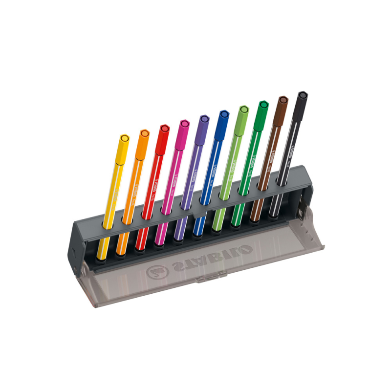 Rotulador stabilo acuarelable pen 68 estuche click set 10 unidades colores surtidos