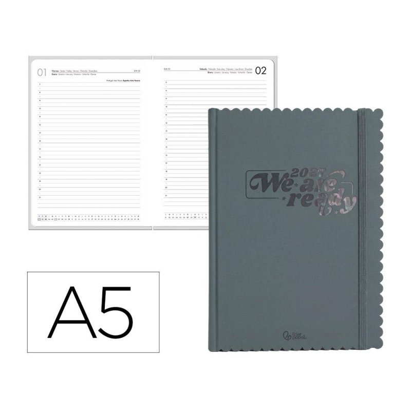 Agenda oficina liderpapel 2027 encuadernada cloudy dia pagina a5 bilingue 70g papel fsc design 4