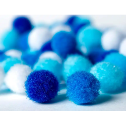 Pompones de colores liderpapel 1,5 cm tonalidades azules bolsa con 80 unidades