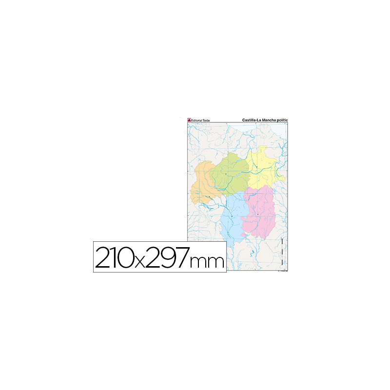 Mapa mudo color din a4 castilla-la mancha politico