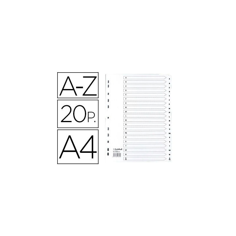 Separador exacompta cartulina blanca a-z juego de 20 separadores din a4 11 taladros