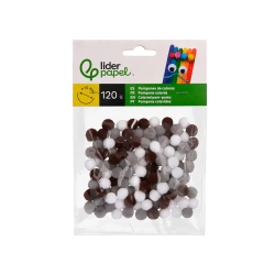Pompones de colores liderpapel 1 cm tonalidades neutras bolsa con 120 unidades