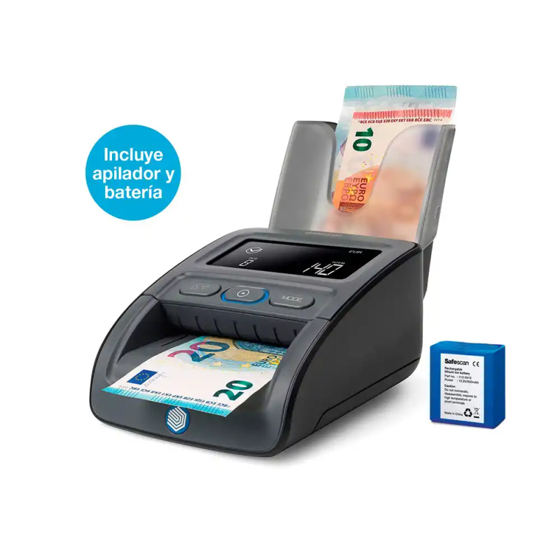 Detector y contador de billetes falsos safecan 155-s complete pantalla lcd 3,8/' micro sd 156x120x76 mm