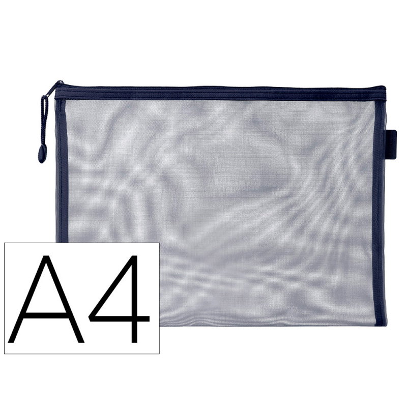 Bolsa zipper bag liderpapel poliester transpirable multiusos din a4 azul marino