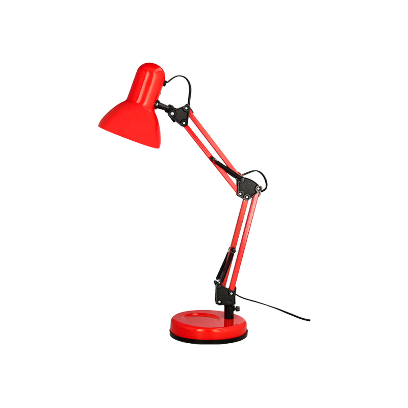 Lampara de escritorio q-connect polaris metalica coninterruptor brazo doble 3 articulaciones color rojo