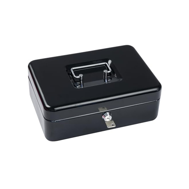 Caja de caudales sax con cerradura 250x180x90 mm con portamonedas